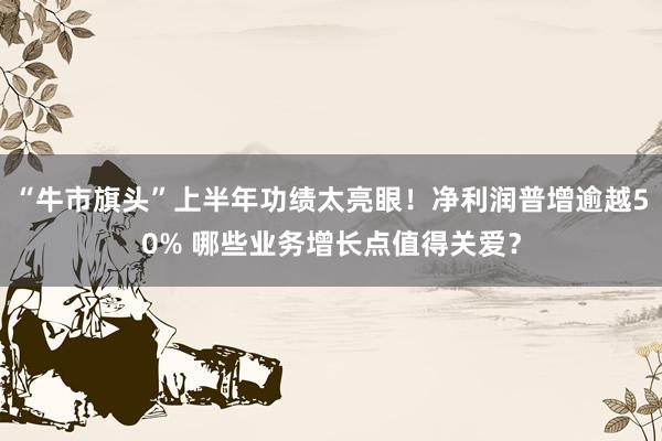 “牛市旗头”上半年功绩太亮眼！净利润普增逾越50% 哪些业务增长点值得关爱？