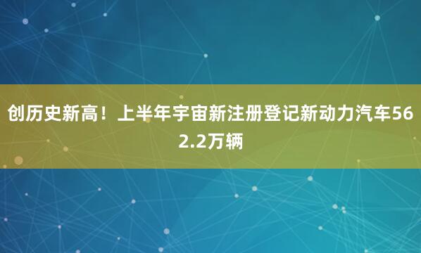 创历史新高！上半年宇宙新注册登记新动力汽车562.2万辆