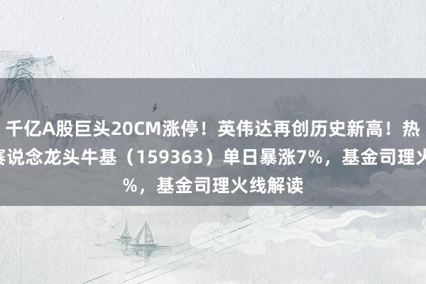 千亿A股巨头20CM涨停！英伟达再创历史新高！热点ETF赛说念龙头牛基（159363）单日暴涨7%，基金司理火线解读