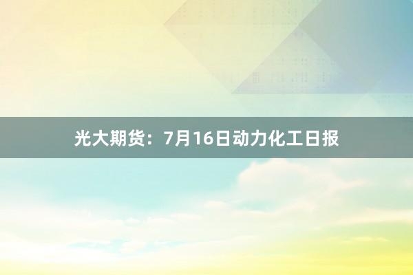 光大期货：7月16日动力化工日报