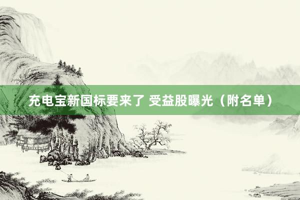 充电宝新国标要来了 受益股曝光（附名单）