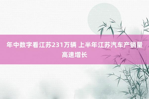 年中数字看江苏231万辆 上半年江苏汽车产销量高速增长