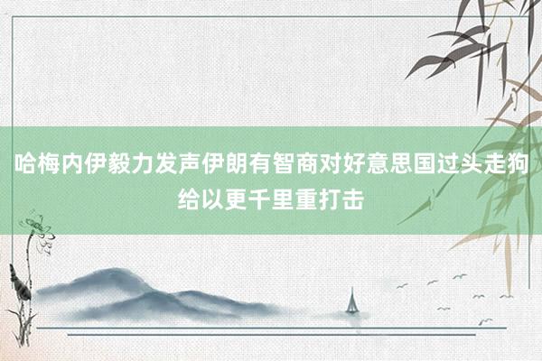 哈梅内伊毅力发声伊朗有智商对好意思国过头走狗给以更千里重打击