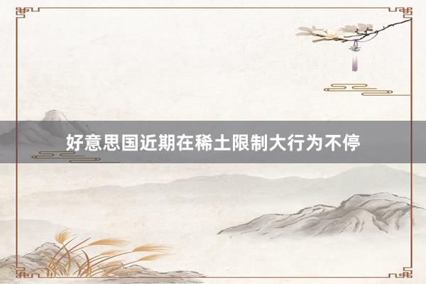 好意思国近期在稀土限制大行为不停