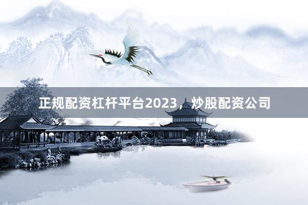 正规配资杠杆平台2023，炒股配资公司