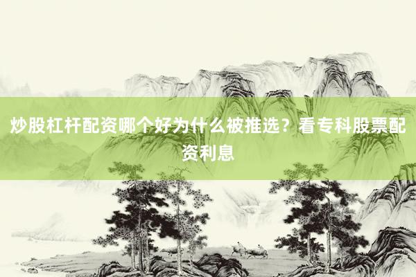 炒股杠杆配资哪个好为什么被推选？看专科股票配资利息
