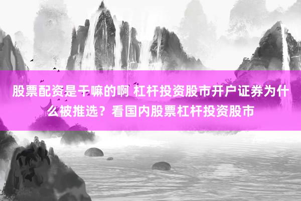 股票配资是干嘛的啊 杠杆投资股市开户证券为什么被推选？看国内股票杠杆投资股市