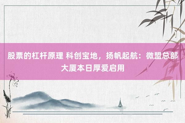 股票的杠杆原理 科创宝地，扬帆起航：微盟总部大厦本日厚爱启用