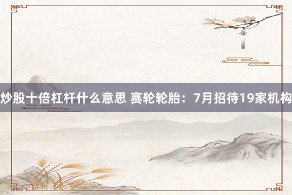 炒股十倍杠杆什么意思 赛轮轮胎：7月招待19家机构