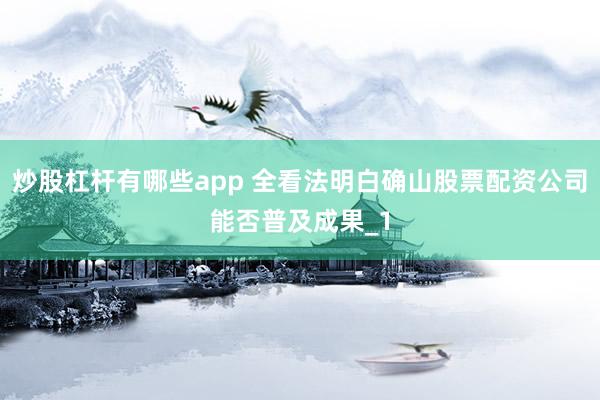 炒股杠杆有哪些app 全看法明白确山股票配资公司能否普及成果_1
