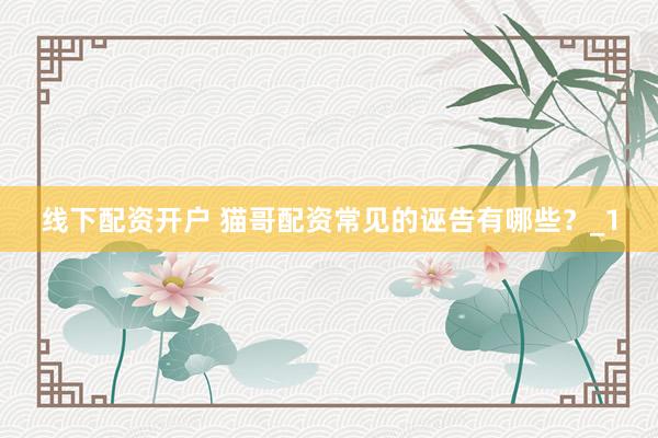 线下配资开户 猫哥配资常见的诬告有哪些？_1
