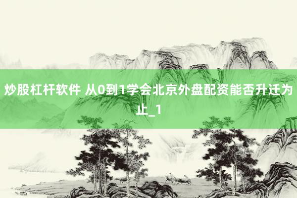 炒股杠杆软件 从0到1学会北京外盘配资能否升迁为止_1