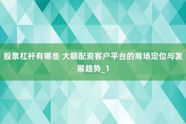 股票杠杆有哪些 大额配资客户平台的商场定位与发展趋势_1